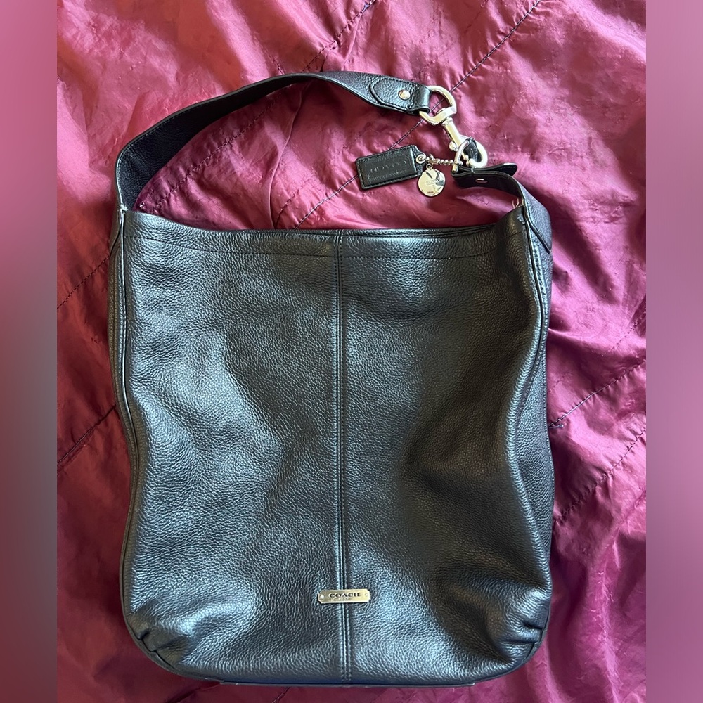 Coach Black Pebbled Leather Hobo Purse